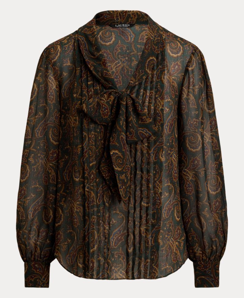 Women's Paisley Tie-Neck Blouse