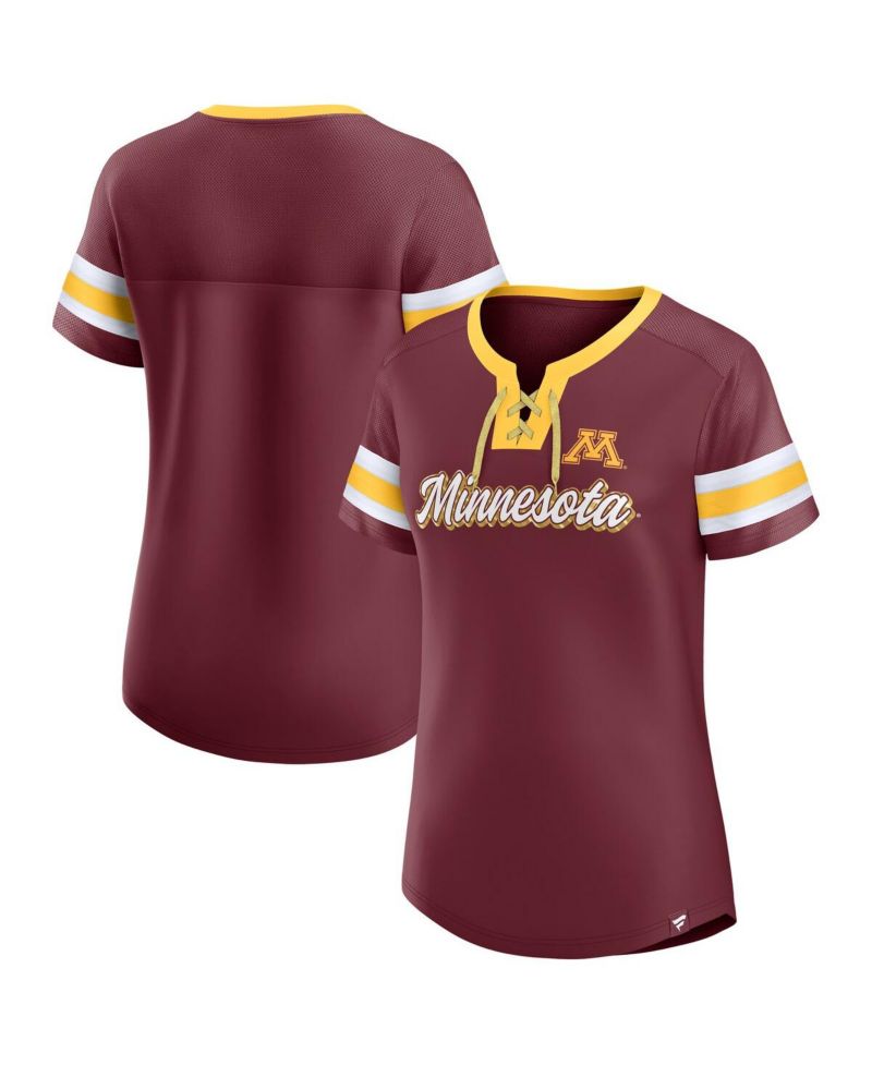 Women's Maroon Minnesota Golden Gophers Iconic Athena Lace-Up T-Shirt