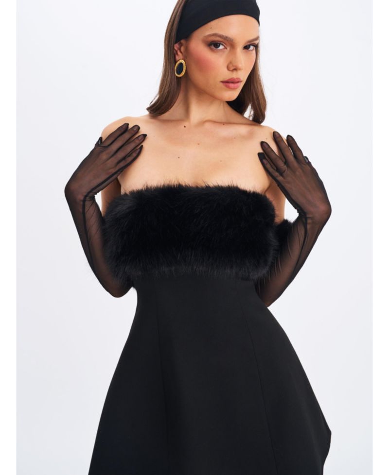 Women's Evelyn Fur-Trimmed Mini A-Line Dress