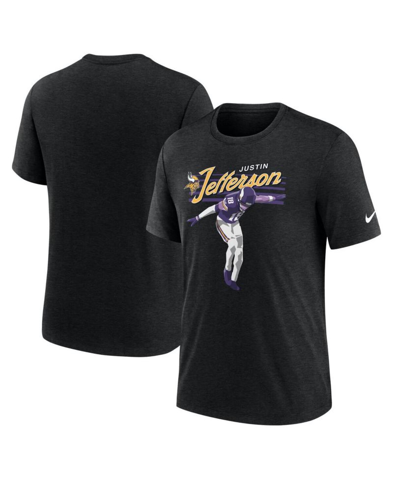 Men's Justin Jefferson Heather Black Minnesota Vikings Player Graphic T-Shirt