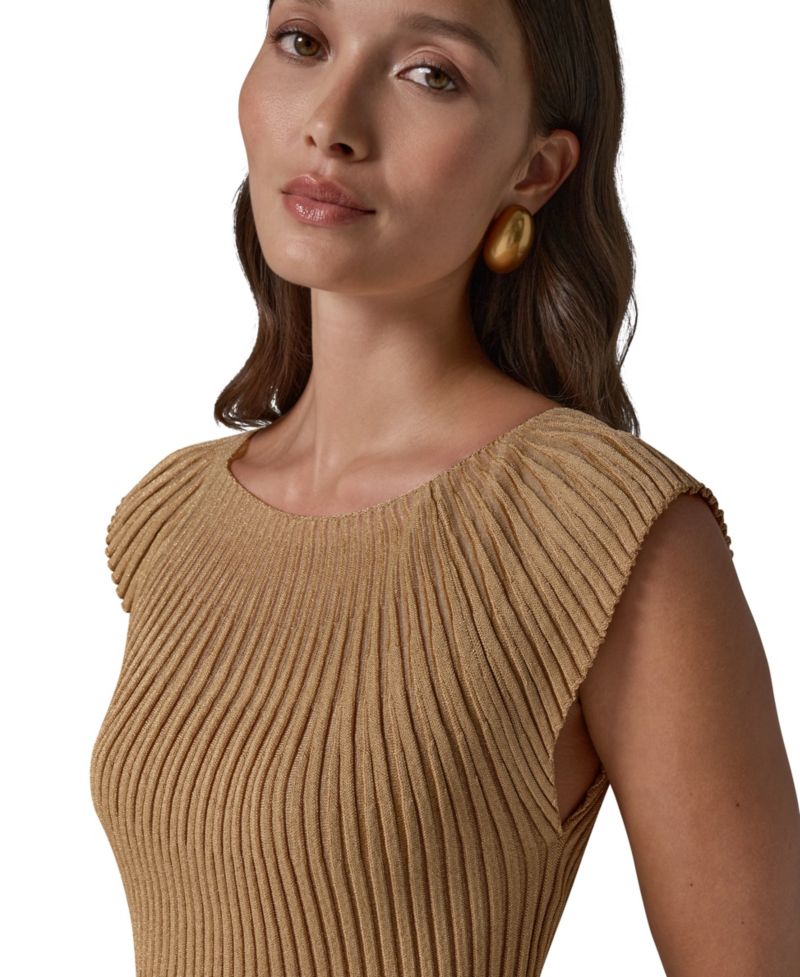 Women's Crewneck Sleeveless Ribbed Pullover Sweater