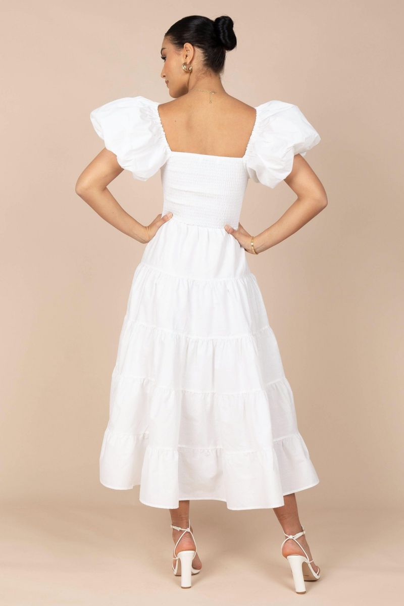 Women's Annette Puff Sleeve Shirred Midi Dress