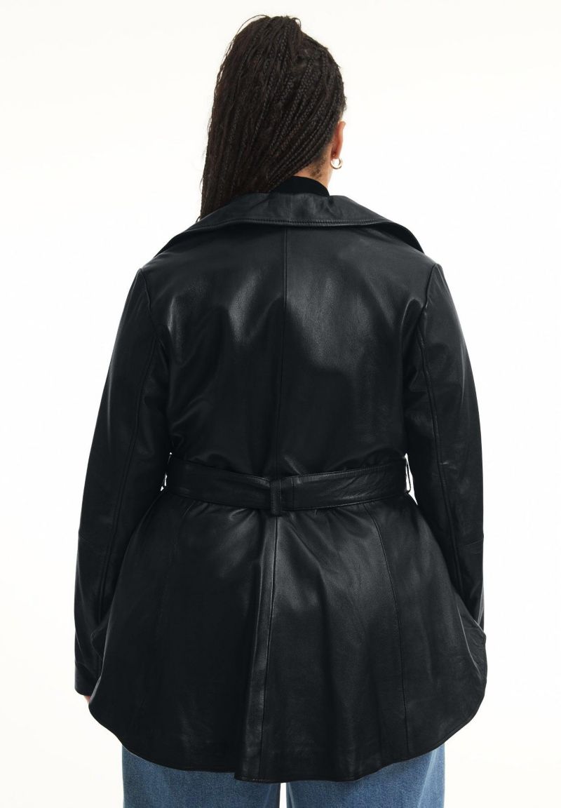 Women's June and Vie High-Low Belted Leather Jacket