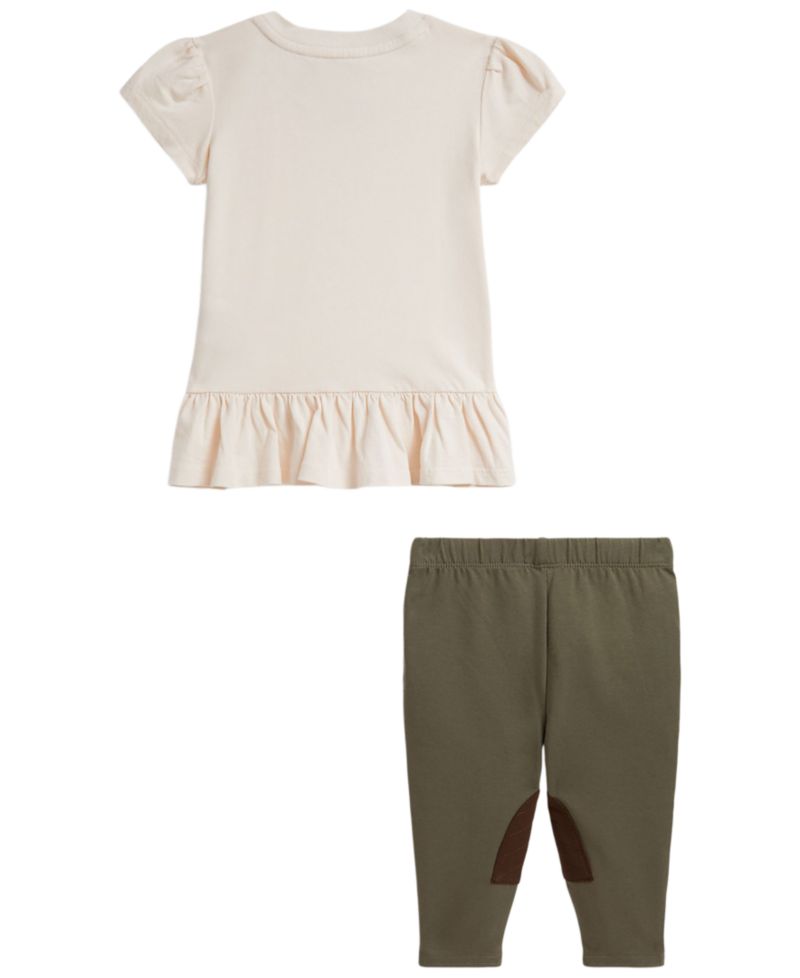 Baby Girls' Polo Bear Jersey Peplum T-Shirt and Leggings, 2-Piece Set