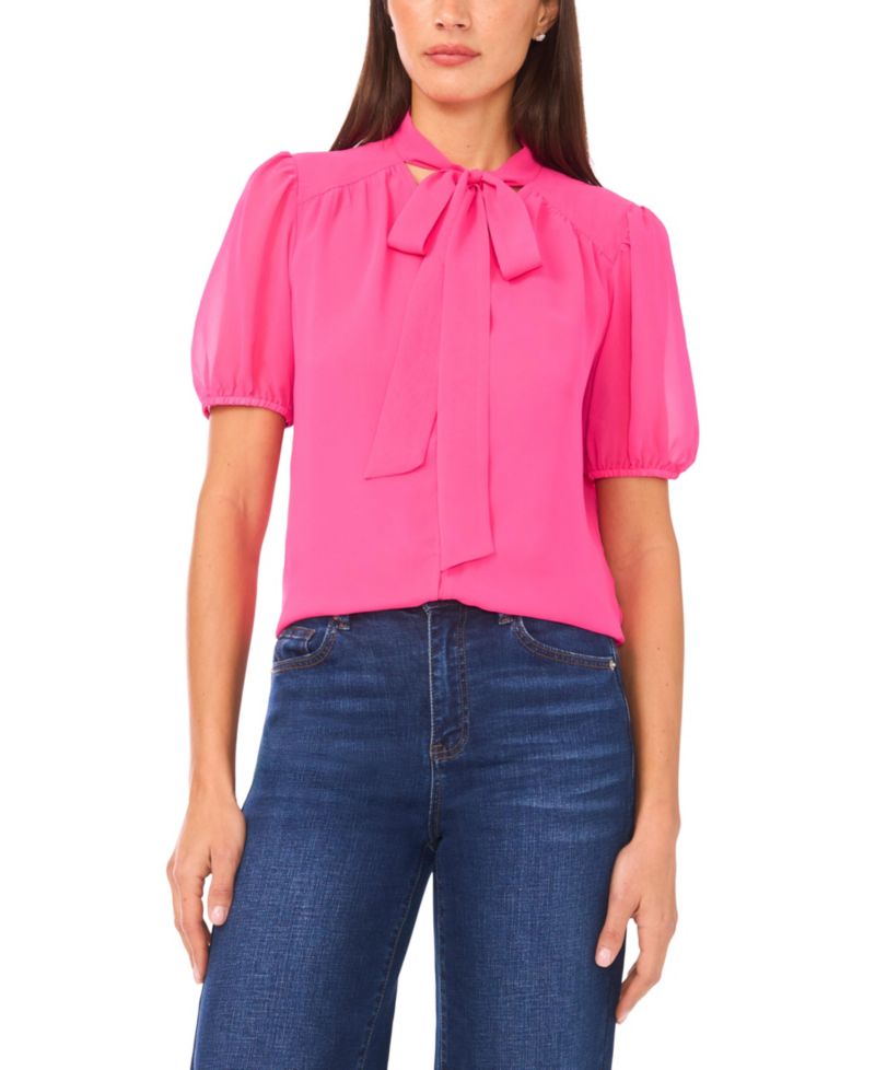 Women's Short-Sleeve Bow Tie Top