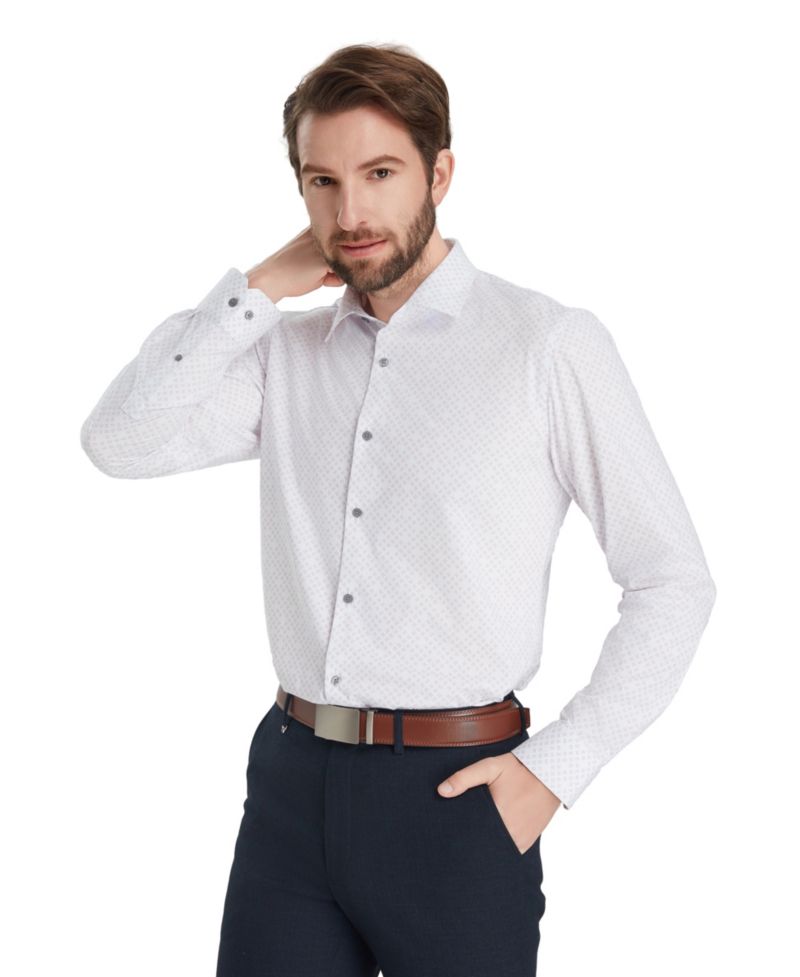 Men's Slim-Fit Geometric Print Dress Shirt