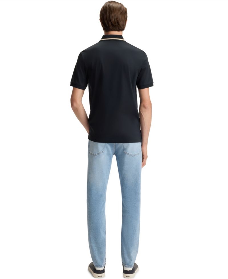 Men's Cotton Slim-Fit Striped Collar Polo Shirt