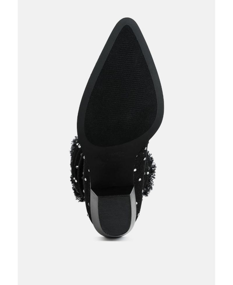 Womens Savant Diamante and Rhinestones Denim Boots