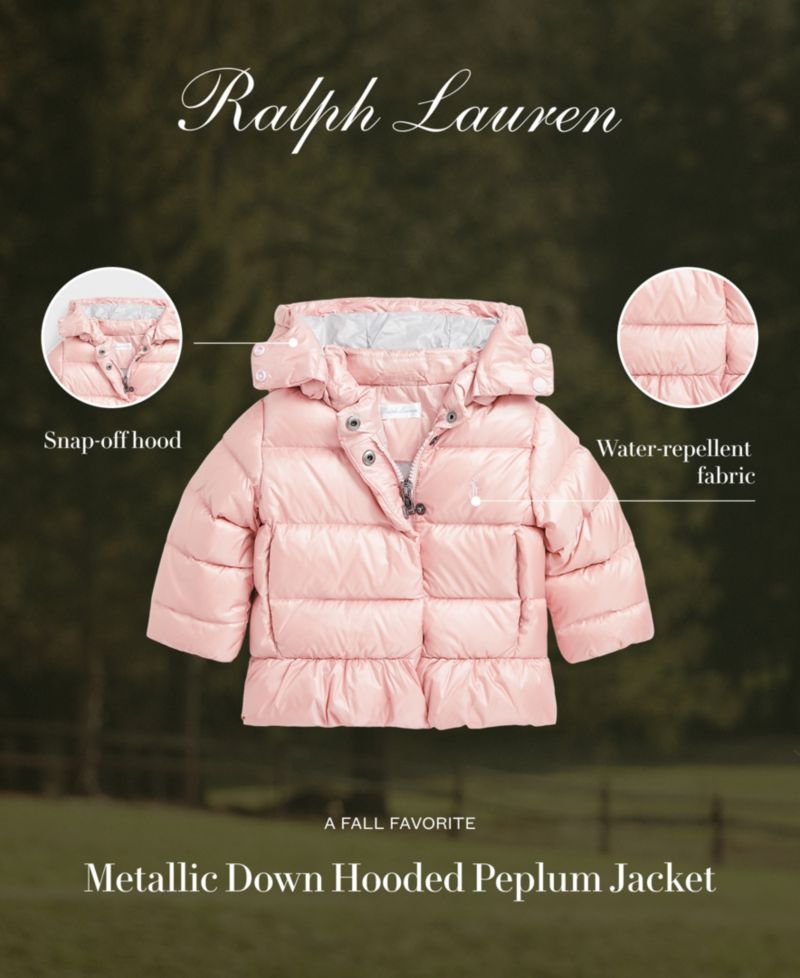 Baby Metallic Peplum Bomber Coat