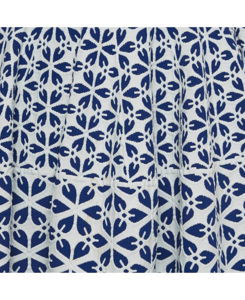 Women's White/blue Floral Pattern Stretch Knit Mini Dress