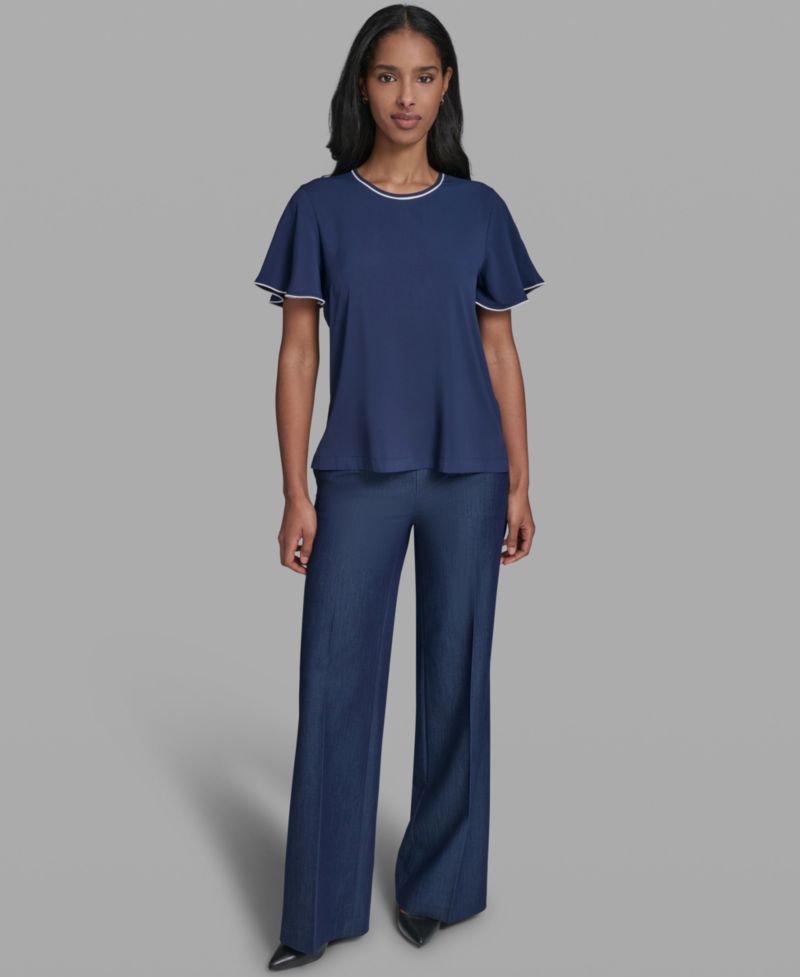 Women's Crew Neck Short-Sleeve Blouse