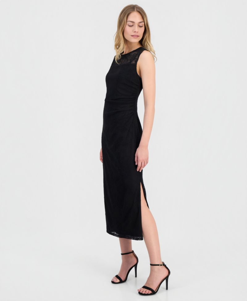 Women's Embroidered-Tulle Sleeveless Midi Dress