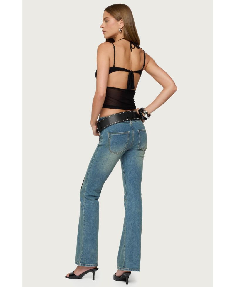Women's Strappy Sheer Mesh Cupped Top