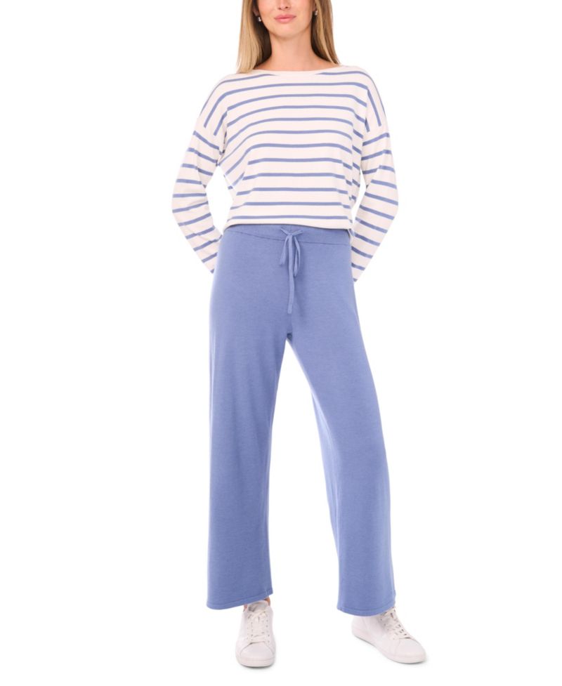 Women's Stripe Rolled Edge Long-Sleeve Sweater
