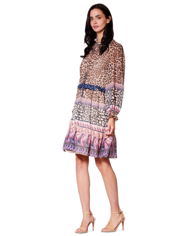 Women's Ruffle Details Long-Sleeve Dress