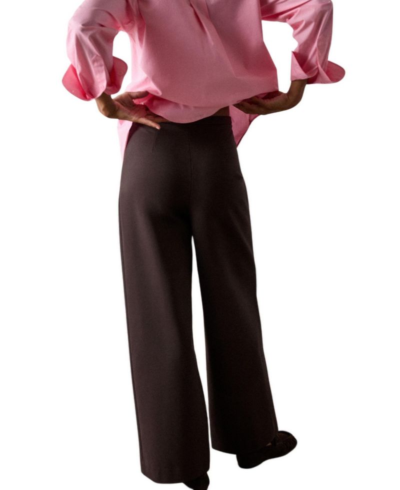 Women's Ponte Mid-Rise Wide-Leg Trousers