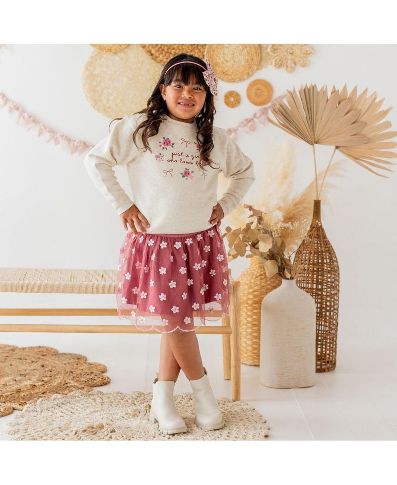 Baby Girls Berry Floral Embroidered Tutu Skirt