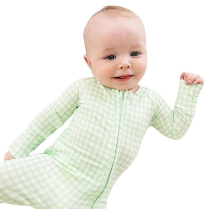 Baby Boy's Pistachio Gingham Bamboo Sleeper