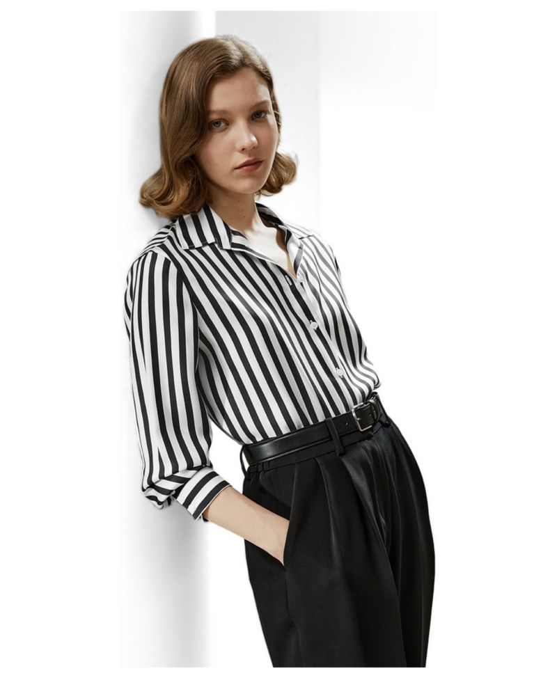 Women's Classic Striped Silk Regular Fit Shirt
