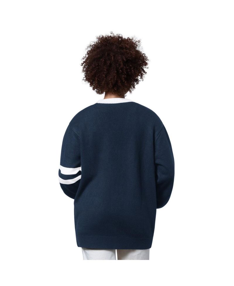 Women's Navy Dallas Cowboys Back Shot Button-Up Cardigan Sweater