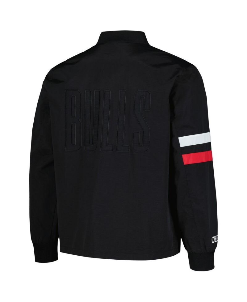 Men's and Women's Black Chicago Bulls Stitch Applique Full-Zip Bomber Jacket