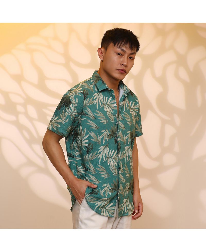 Men's Sea Green Breezy Foliage Shirt