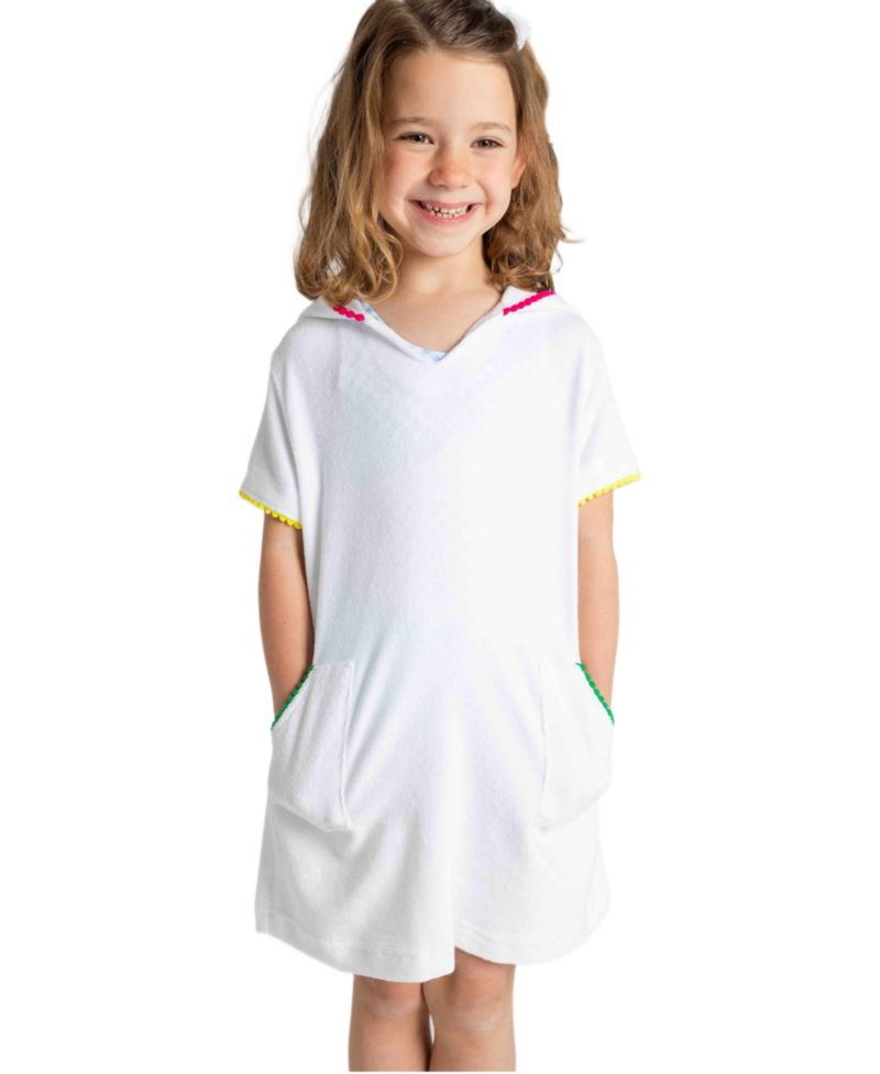 Little Girls Terry Coverup with Pom Poms