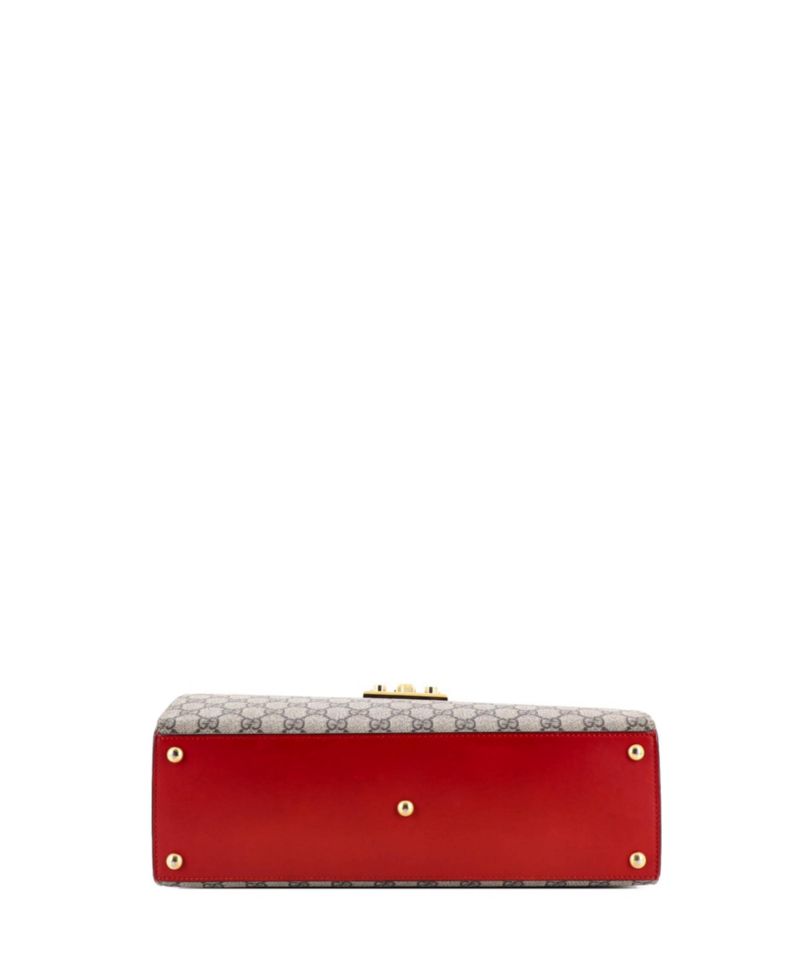 Medium Padlock Top Handle Bag GG Coated Canvas and Leather