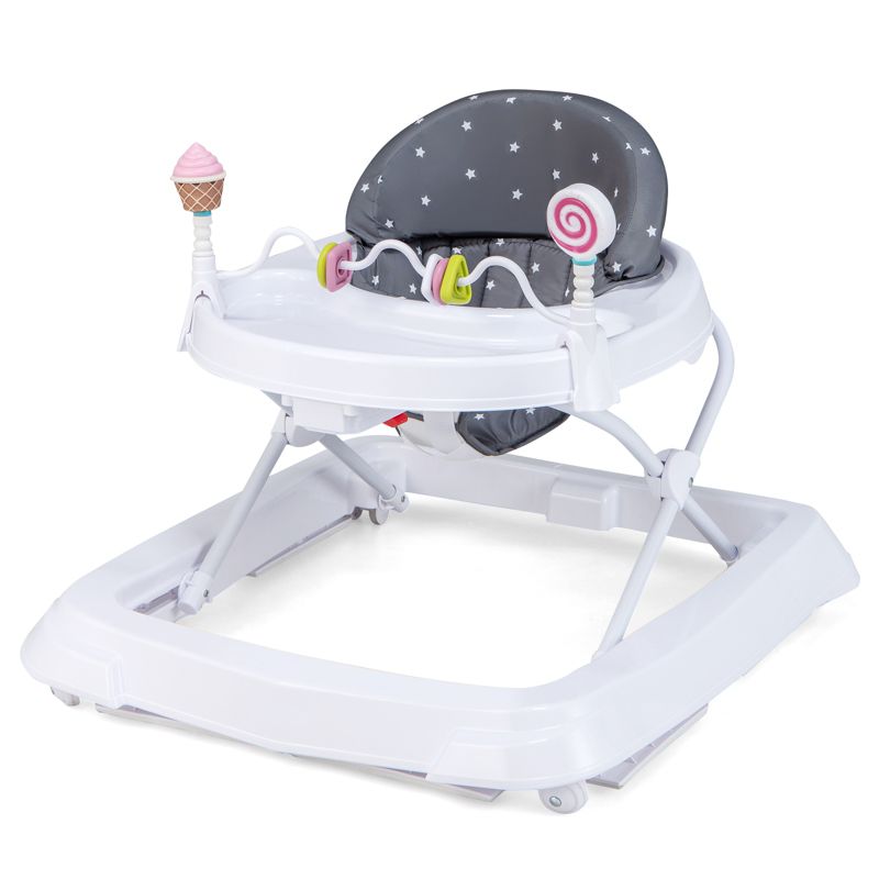 Baby Walker with Adjustable Heights, Foldable Frame, and Removable Seat