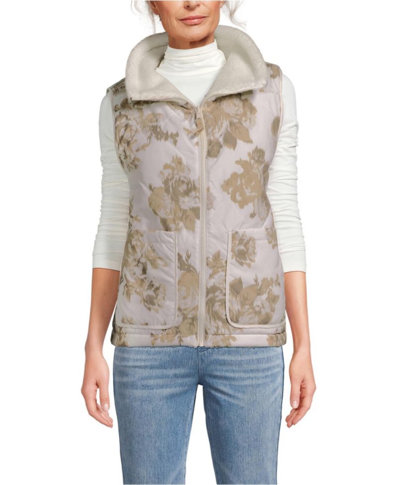 Women's High Pile Fleece Reversible Mixed Media Vest