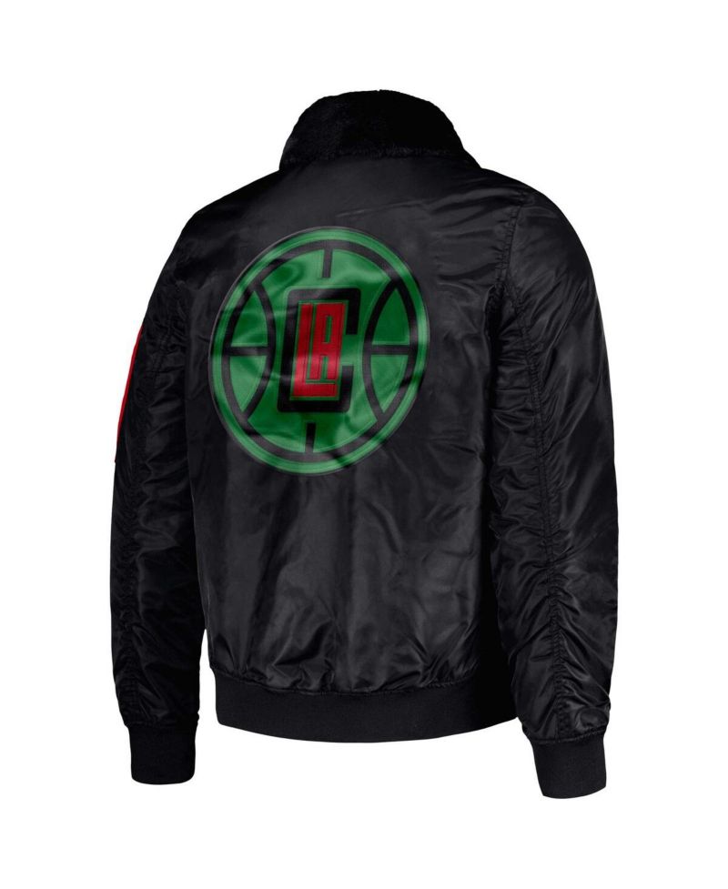 Men's x Ty Mopkins Black LA Clippers Black History Month Satin Full-Zip Jacket