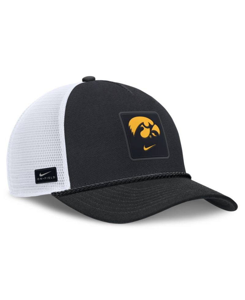 Men's and Women's Black Iowa Hawkeyes 2026 On-Field Gameday Rope Trucker Adjustable Hat