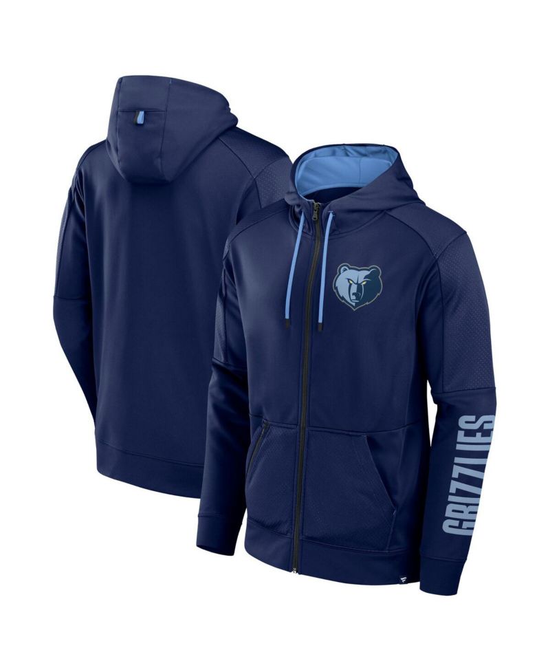 Men's Navy Memphis Grizzlies Baller Defender Performance Full-Zip Hoodie