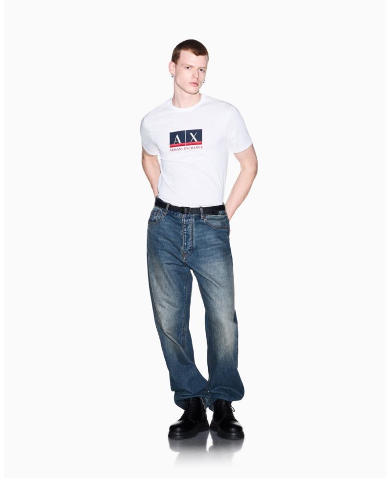 Men's Short Sleeve Metallic Box Logo Slim Fit T-Shirt