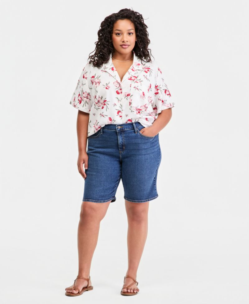Plus Size Mid-Rise Shaping Bermuda Shorts
