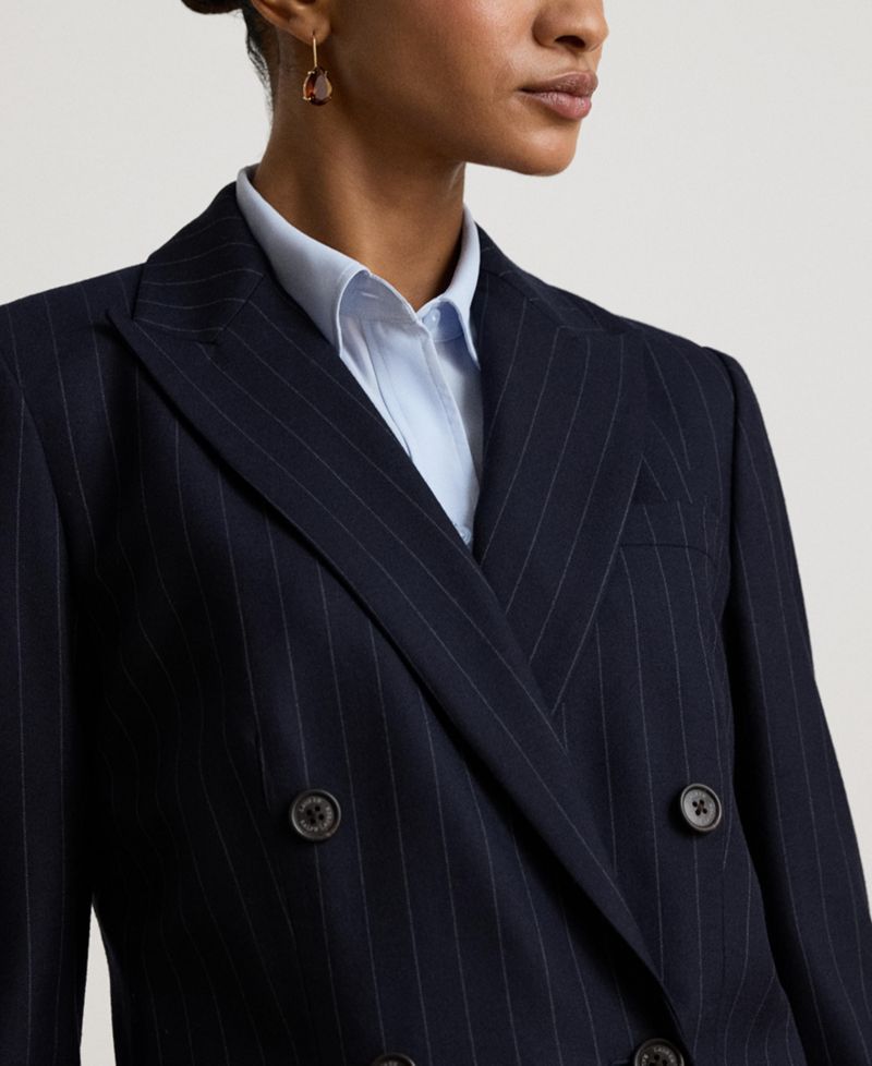 Women's Pinstripe Double-Breasted Twill Blazer