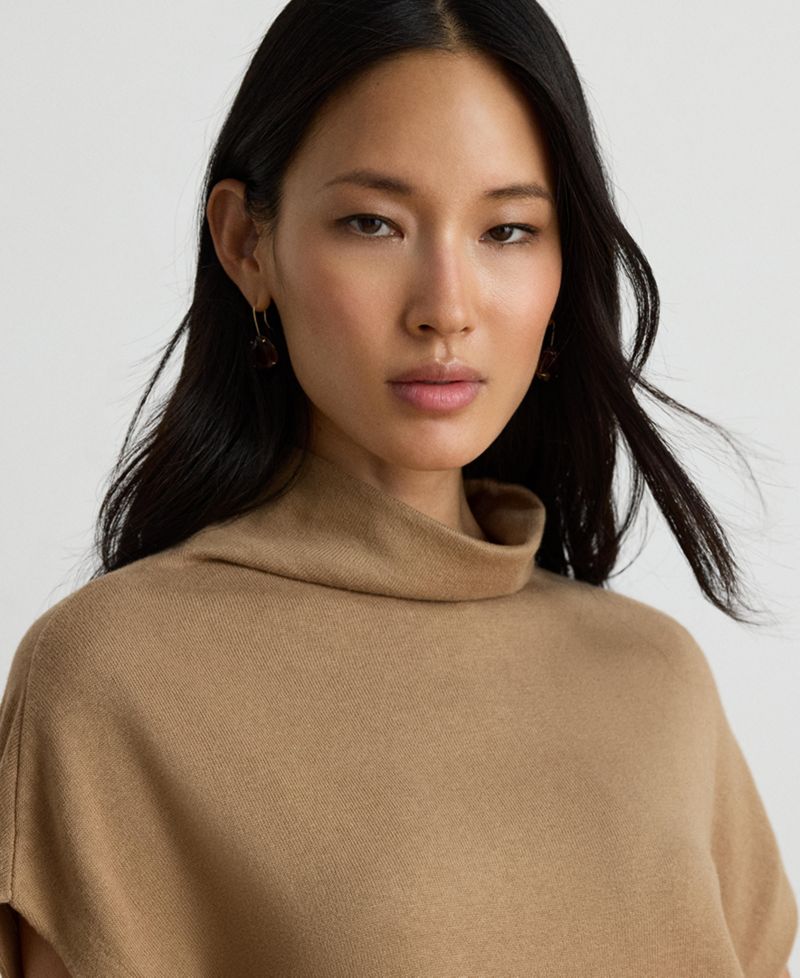Women's Mock-Neck Cap-Sleeve Sweater