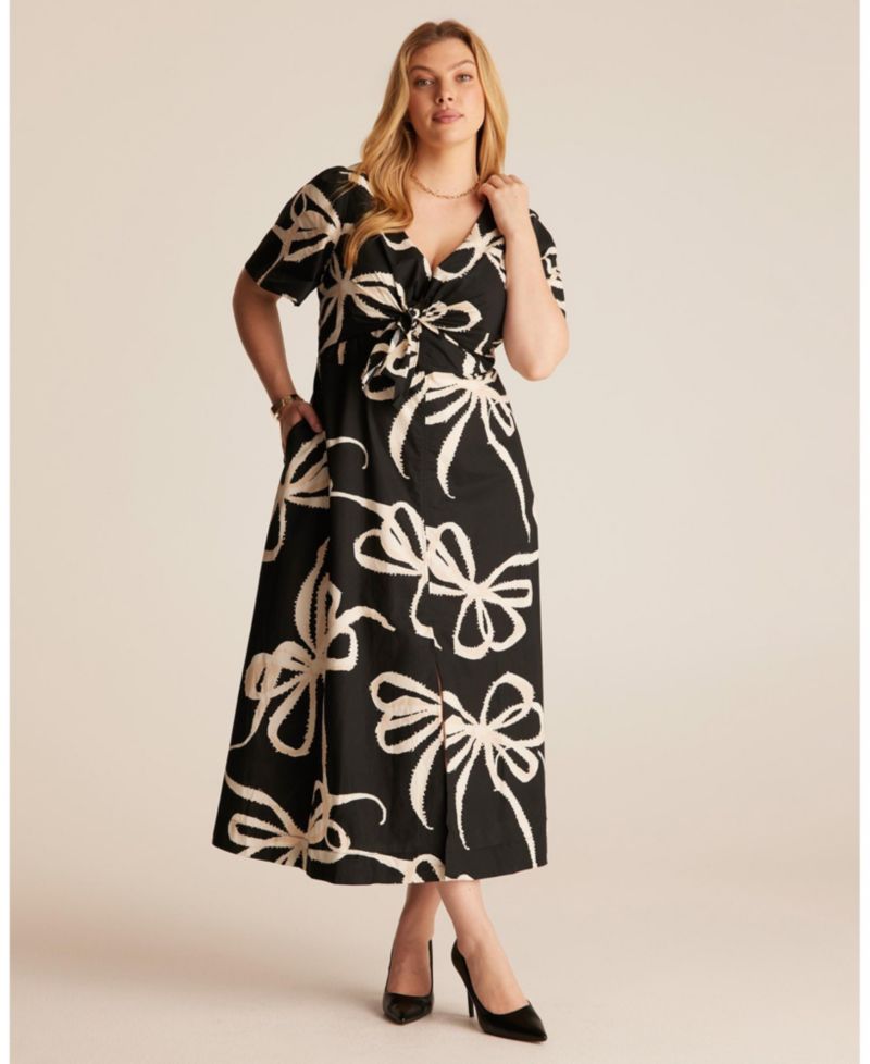 Plus Size Nadja Wrap Tie-front Fit Flare Empire Midi Dress