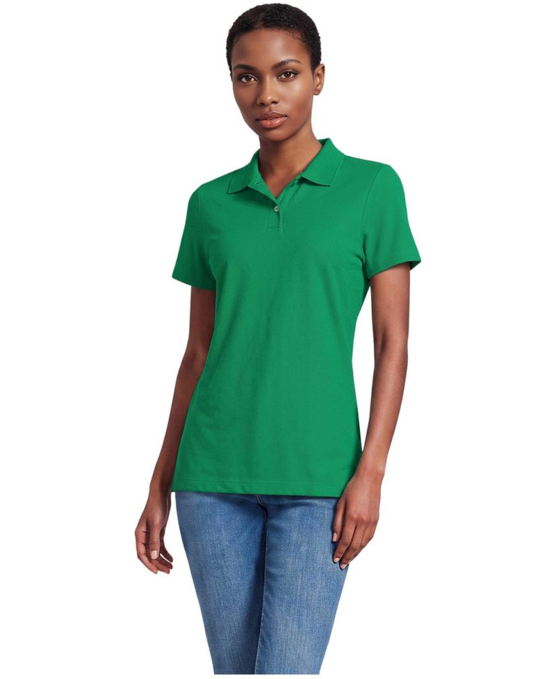 Women's Short Sleeve Basic Mesh Polo Shirt