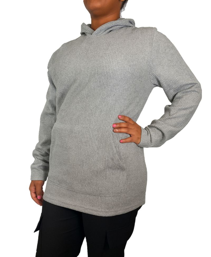 Women's Loose Fit Waffle Knit Thermal Pullover Hoodie