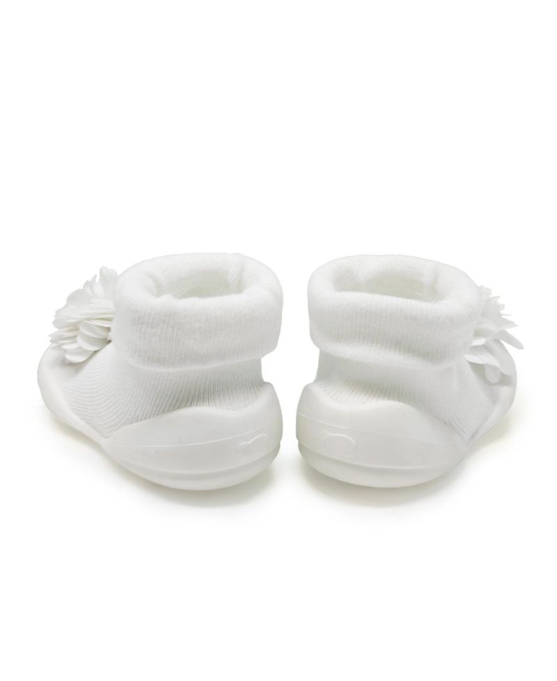 Baby Girl First Walk Sock Shoes Corsage - Snow