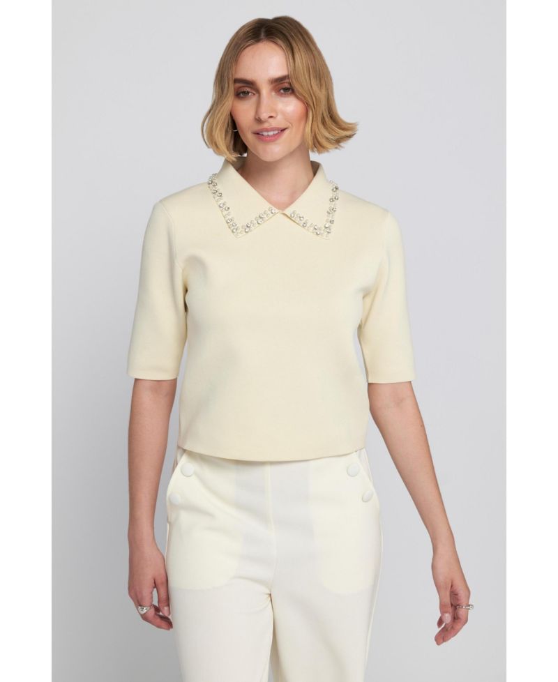 Women's Embellished Collar Knit Top Shawl Sweater