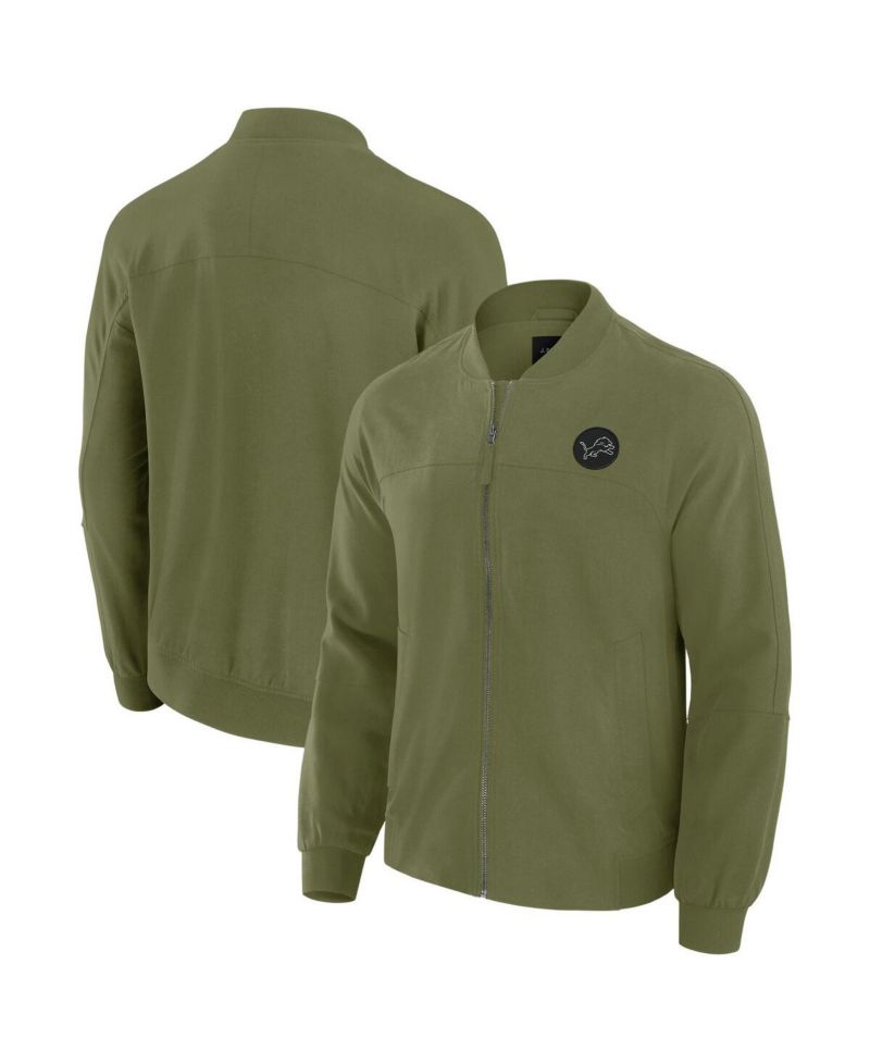 Men's Olive Detroit Lions Lightweight Cover-4 Tri-Blend Full-Zip Jacket