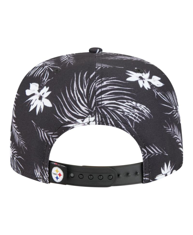 Men's Black Pittsburgh Steelers Palm Print A-Frame 9FIFTY Snapback Hat
