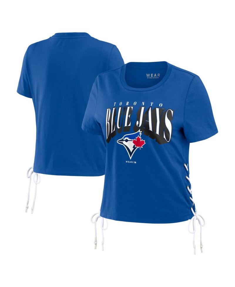 Women's Royal Toronto Blue Jays Side Lace-Up Cropped T-Shirt