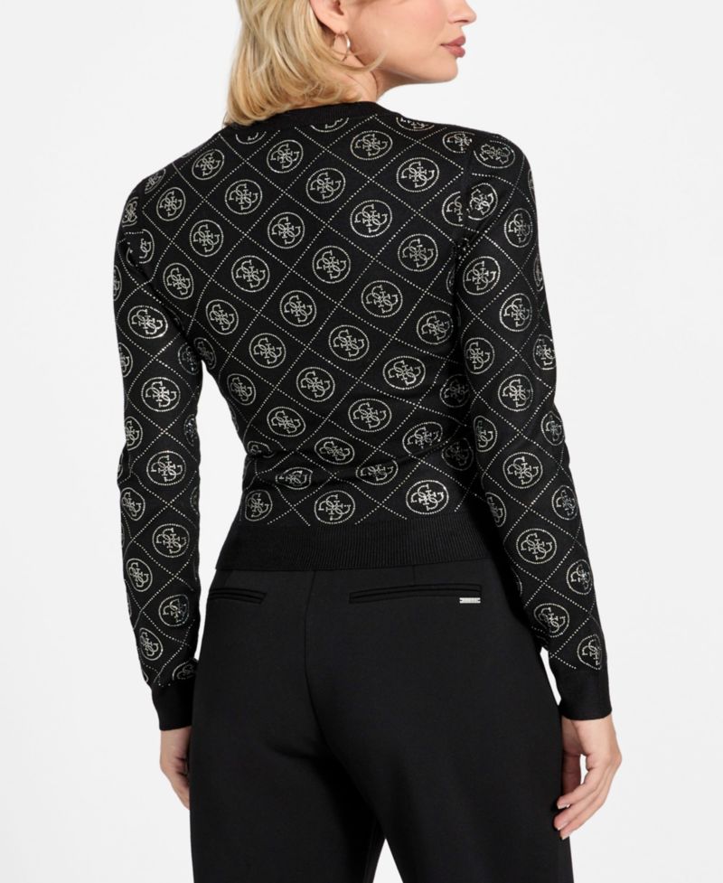 Women's Long-Sleeve Crewneck Rhinestones 4G Sweater