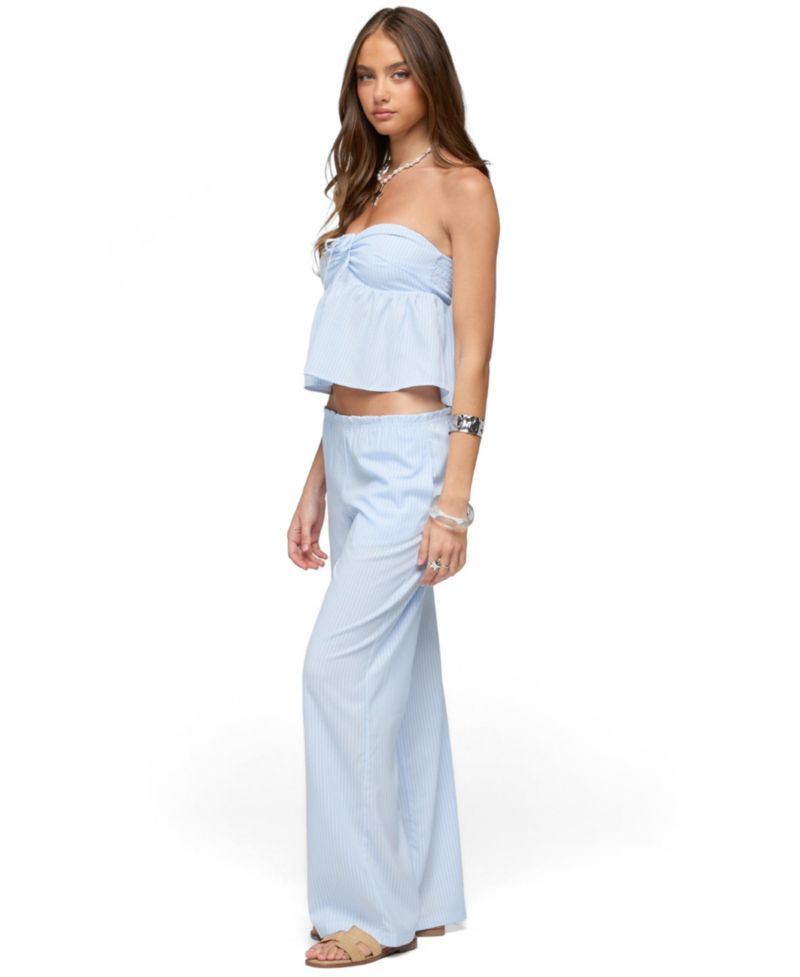 Women's Cersei Striped Tie Front Strapless Top