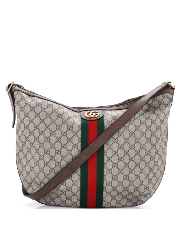 Large Ophidia Half Moon Hobo GG Coated Canvas