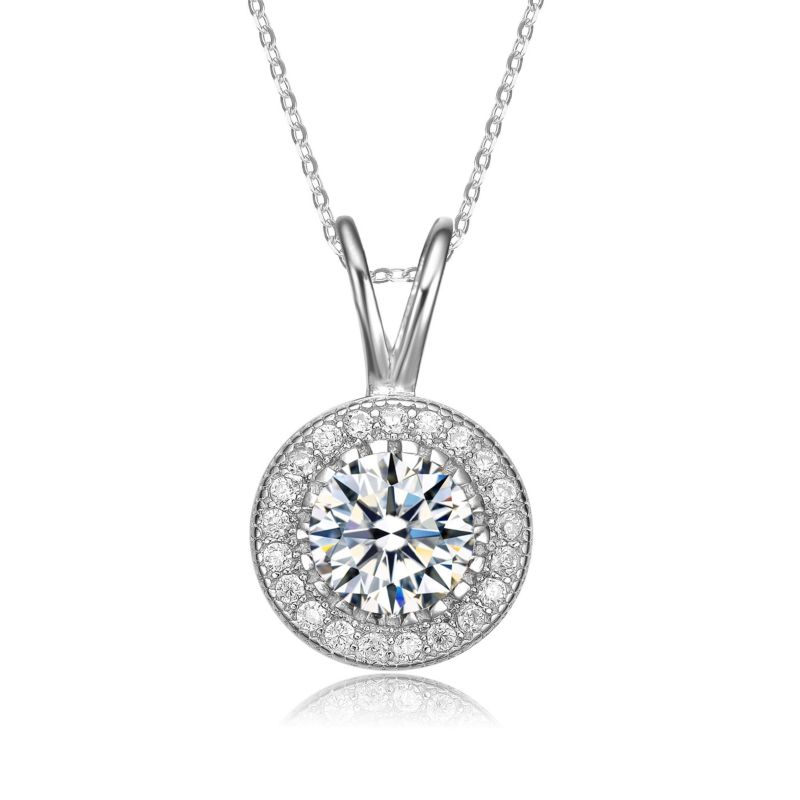 Minimalist Cubic Zirconia Solitaire Dainty Halo Necklace