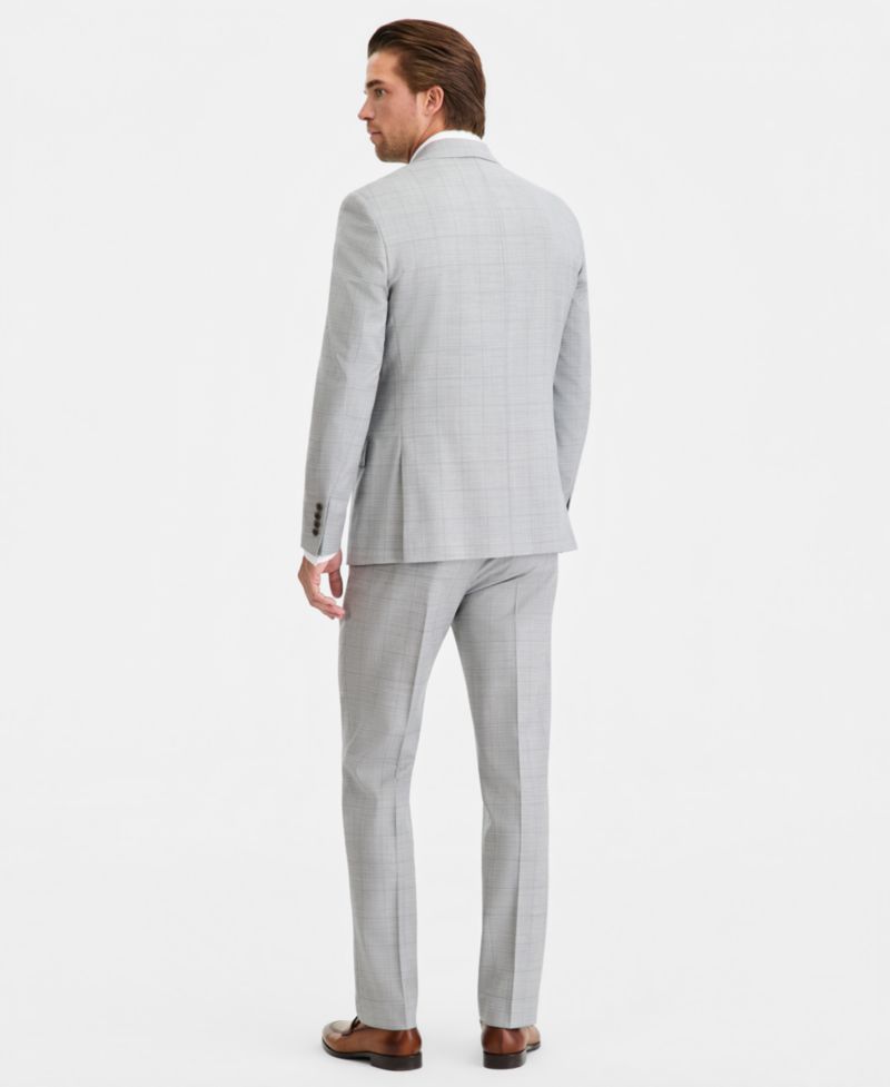 Men's Slim-Fit Wool-Blend Plaid Suit Separates